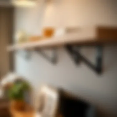 Close-up of adjustable shelf brackets highlighting their design features