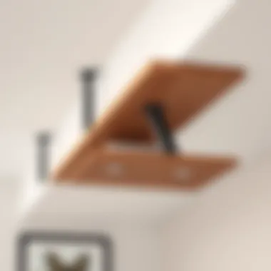 Installation of adjustable shelf brackets on a sloped ceiling