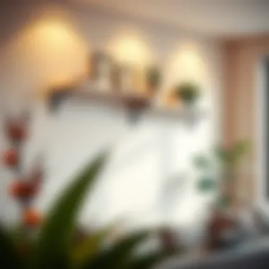 Stylish living space utilizing adjustable shelf brackets for décor