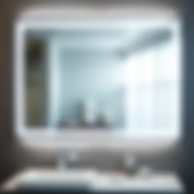 Elegant backlit LED mirror reflecting modern bathroom design