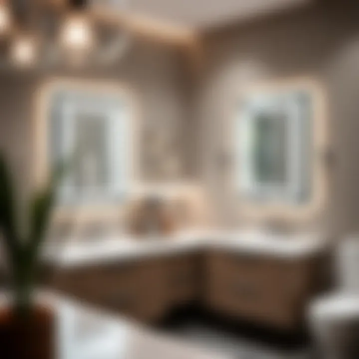 Stylish bathroom with strategically placed backlit mirrors