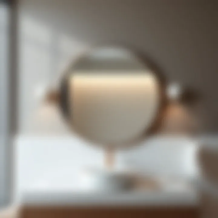 Reflection of Elegance in Bathroom Design Elegant round bathroom mirror reflecting soft lighting