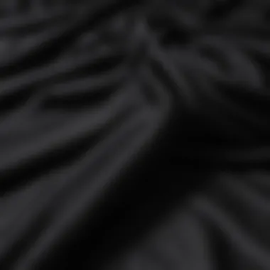 Close-up of luxurious fabric texture of a black full blanket