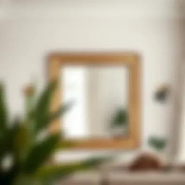 Decorative square mirror enhancing living room decor