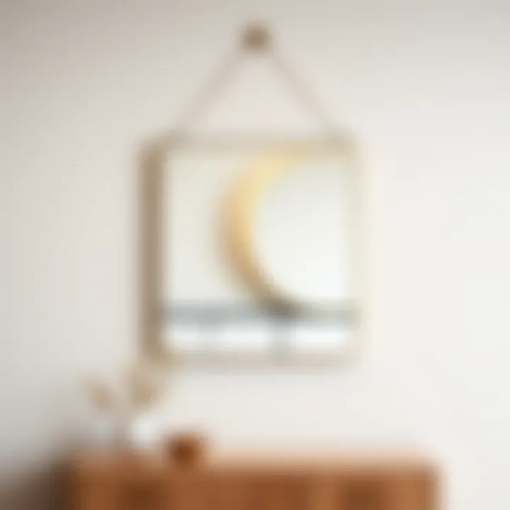 Minimalist square mirror hanging on a wall