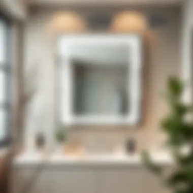 Modern square mirror in a stylish bathroom setting