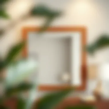 Elegant square mirror framed in wood