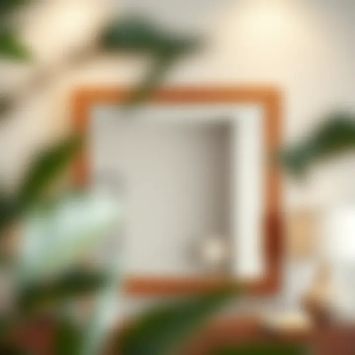 Elegant square mirror framed in wood