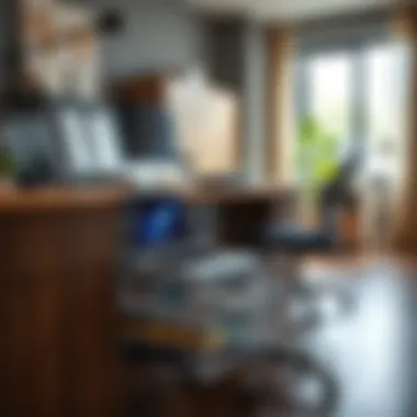 Optimizing Office Organization Application of clear stackable pull-out drawers in a modern workspace