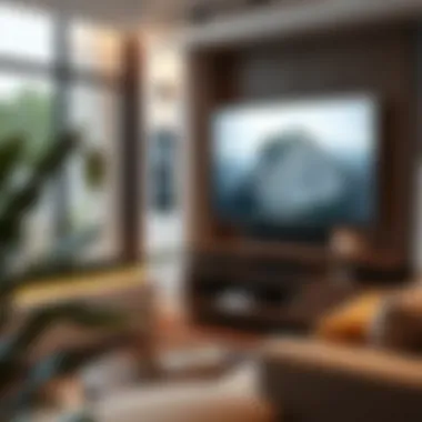 Stylish Corner TV Stand in Cozy Living Room Stylish corner TV stand maximizing space in cozy living area