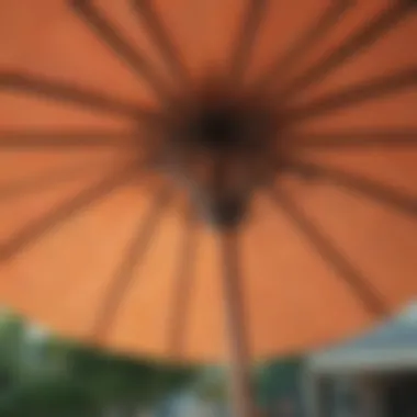 Close-up of durable patio umbrella fabric