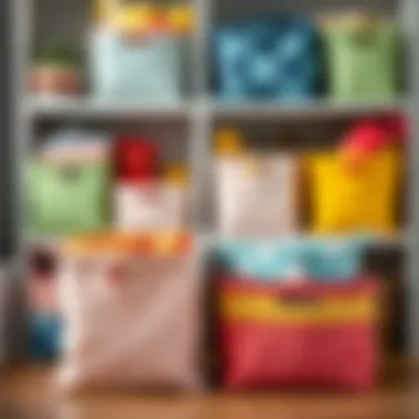 Colorful fabric toy bins arranged for optimal organization