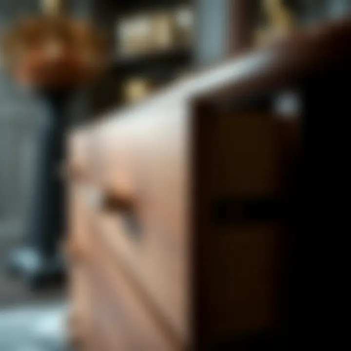 Close-up view of craftsmanship highlighting the quality materials used in Lafeve dresser.