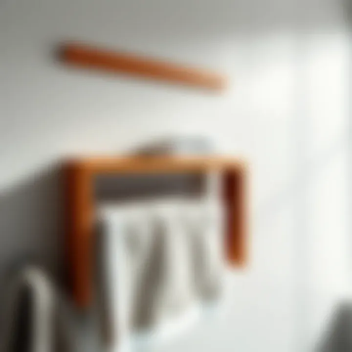 Stylish Wooden Towel Rack: Decor Enhancement Stylish wooden towel rack enhancing bathroom decor