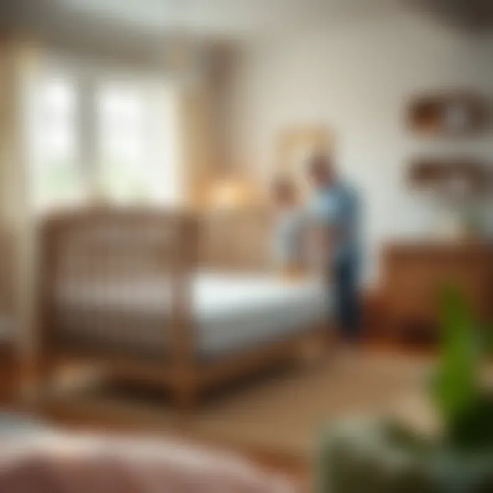 Family Choosing the Perfect Crib Mattress Family selecting a crib mattress in a cozy nursery