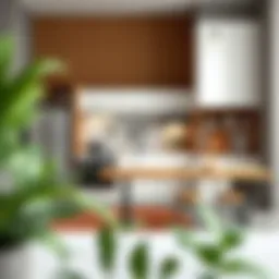 Innovative compact kitchen layout showcasing multifunctional furniture