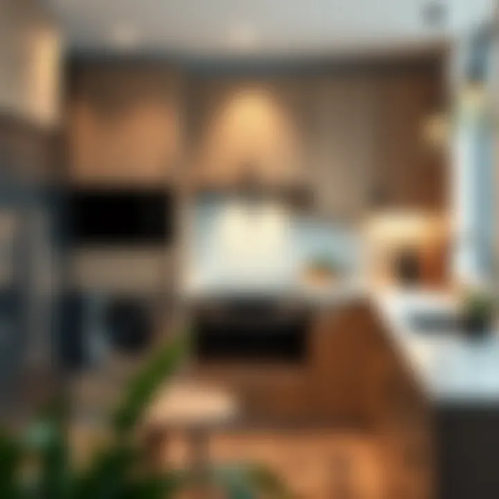 State-of-the-Art Compact Kitchen Appliances Modern compact kitchen equipped with the latest appliances and technology