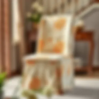 Elegant dining chair slipcover showcasing a floral pattern