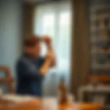 Installation Techniques for Heavy Duty Curtain Rails A DIY enthusiast installing heavy duty curtain rails, emphasizing techniques and precision.