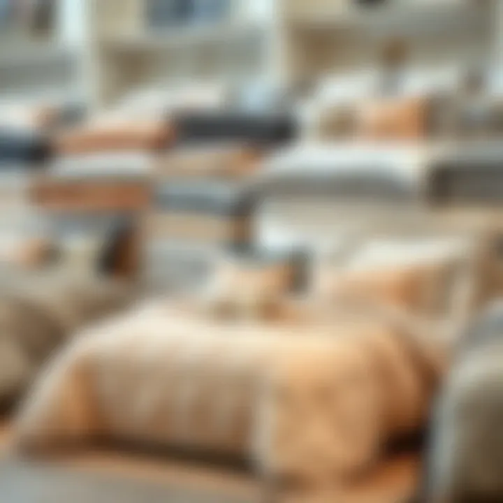 Diverse selection of comforter sets arranged on display