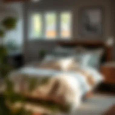 Stylish comforter set in a cozy bedroom setting