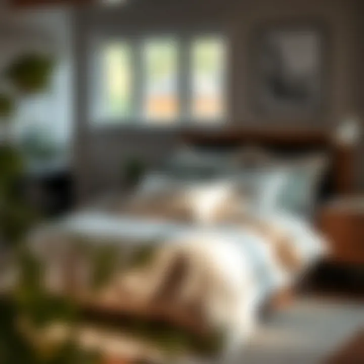 Stylish comforter set in a cozy bedroom setting