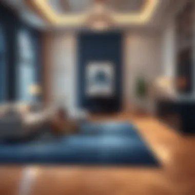 Elegant interior featuring a solid blue rug