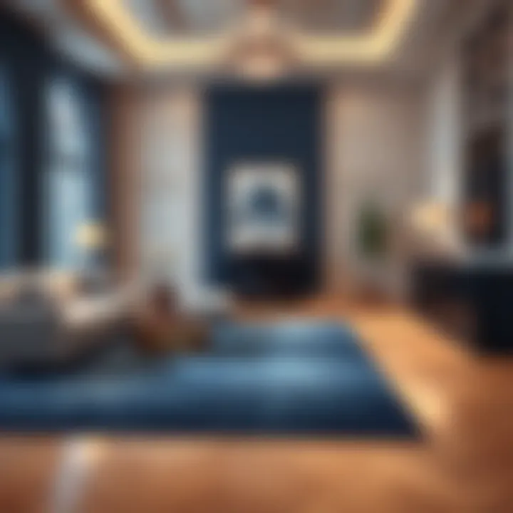 Elegant interior featuring a solid blue rug