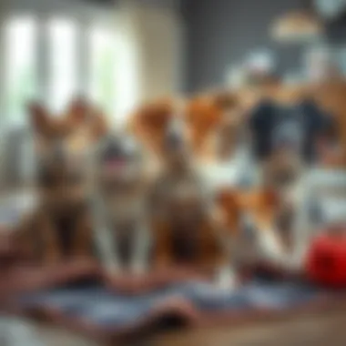 Various dog breeds using pee proof blankets