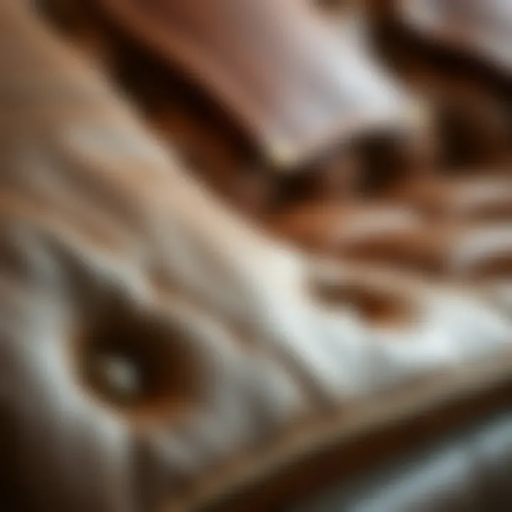 Detailed view of leather texture and stitching