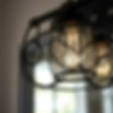 Close-up of a stylish black farmhouse vanity light with intricate details