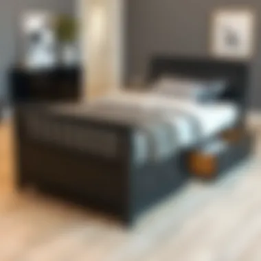 Stylish Black Twin Bed Featuring Storage Solutions Elegant black twin bed with under-bed storage