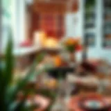 A beautifully arranged Boho tabletop featuring vibrant textiles and eclectic decor pieces.