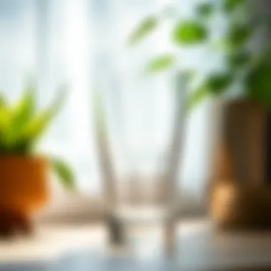 An eco-friendly break proof glass next to a plant, highlighting sustainability.