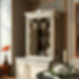 Elegant corner cabinet rack showcasing intricate design and fine materials