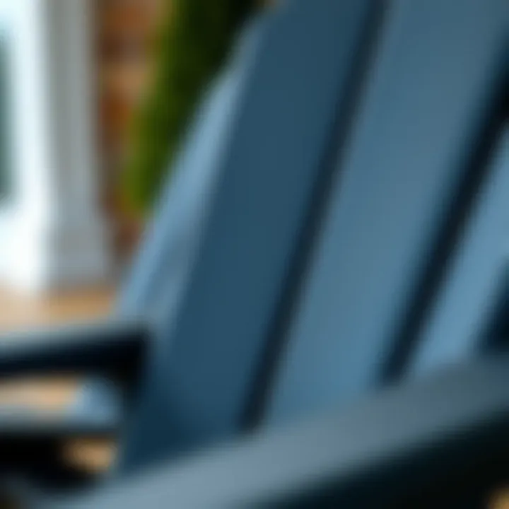 Detailed Texture of Plastic Adirondack Chairs Close-up view showcasing the texture and material of dark grey plastic Adirondack chair