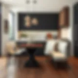 Elegant dining bench seat with back in a modern kitchen