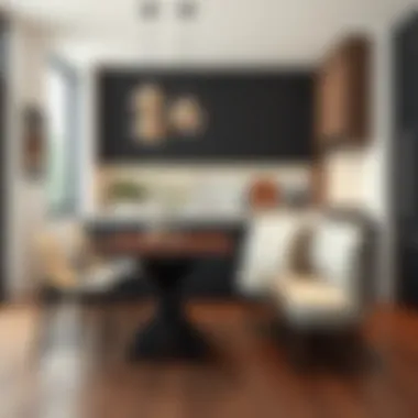 Elegant dining bench seat with back in a modern kitchen