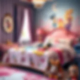 Colorful Disney-themed queen size bed set featuring beloved characters