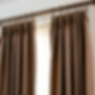 Texture and Design Details of Taupe Curtains Close-up of texture and design of taupe rod pocket curtains