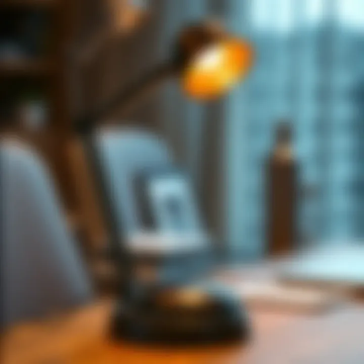 Ergonomic features of an extending desk lamp