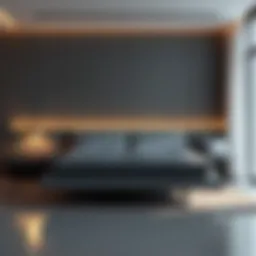 A minimalist floating bed set showcasing sleek lines and modern materials