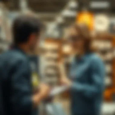 Smart shopper evaluating quality at a discount store