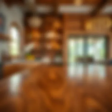 The Beauty of Hardwood: Rich Grain Patterns Elegant hardwood countertop showcasing rich grain patterns