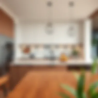 Modern Kitchen Design with Hardwood Elegance Stylish kitchen featuring hardwood countertops and modern decor