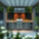 Elegant drop-in grill base integrated into an outdoor kitchen