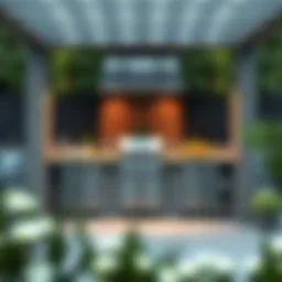 Elegant drop-in grill base integrated into an outdoor kitchen