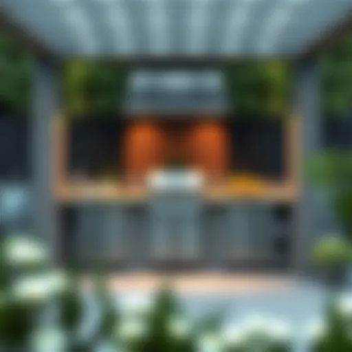 Elegant drop-in grill base integrated into an outdoor kitchen