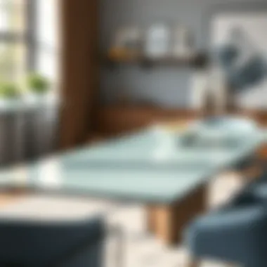 Contemporary Glass Table Top A contemporary glass table top with a sleek design and minimalist aesthetics