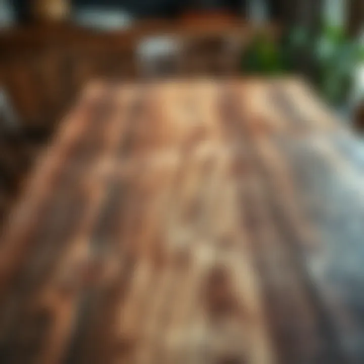 Rustic Wooden Table Top A rustic wooden table top highlighting natural textures and finishes